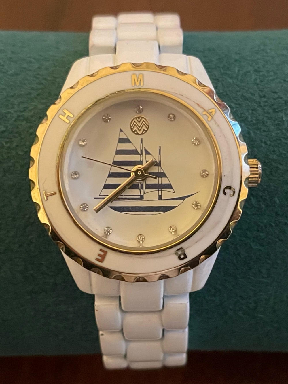 Macbeth Collection Margaret Josephs White & Gold Nautical Watch Chic Wristwatch - Picture 3 of 6